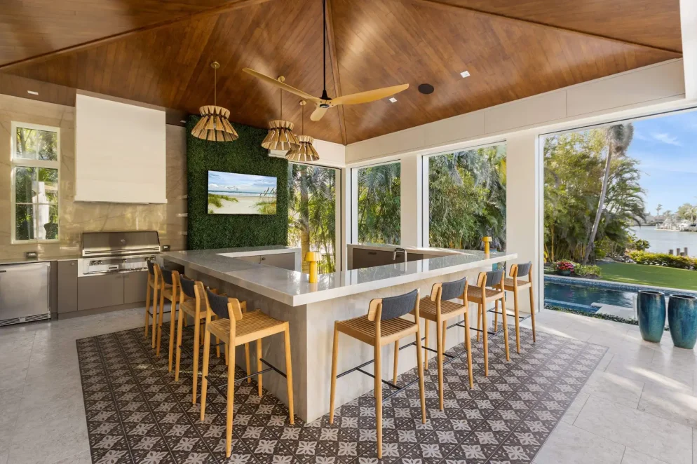 Outdoor kitchen within a Port Royal home