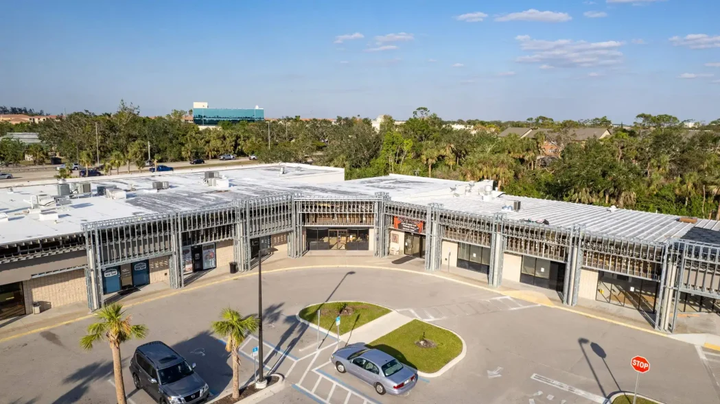 Aerial view of shopping center renovation two