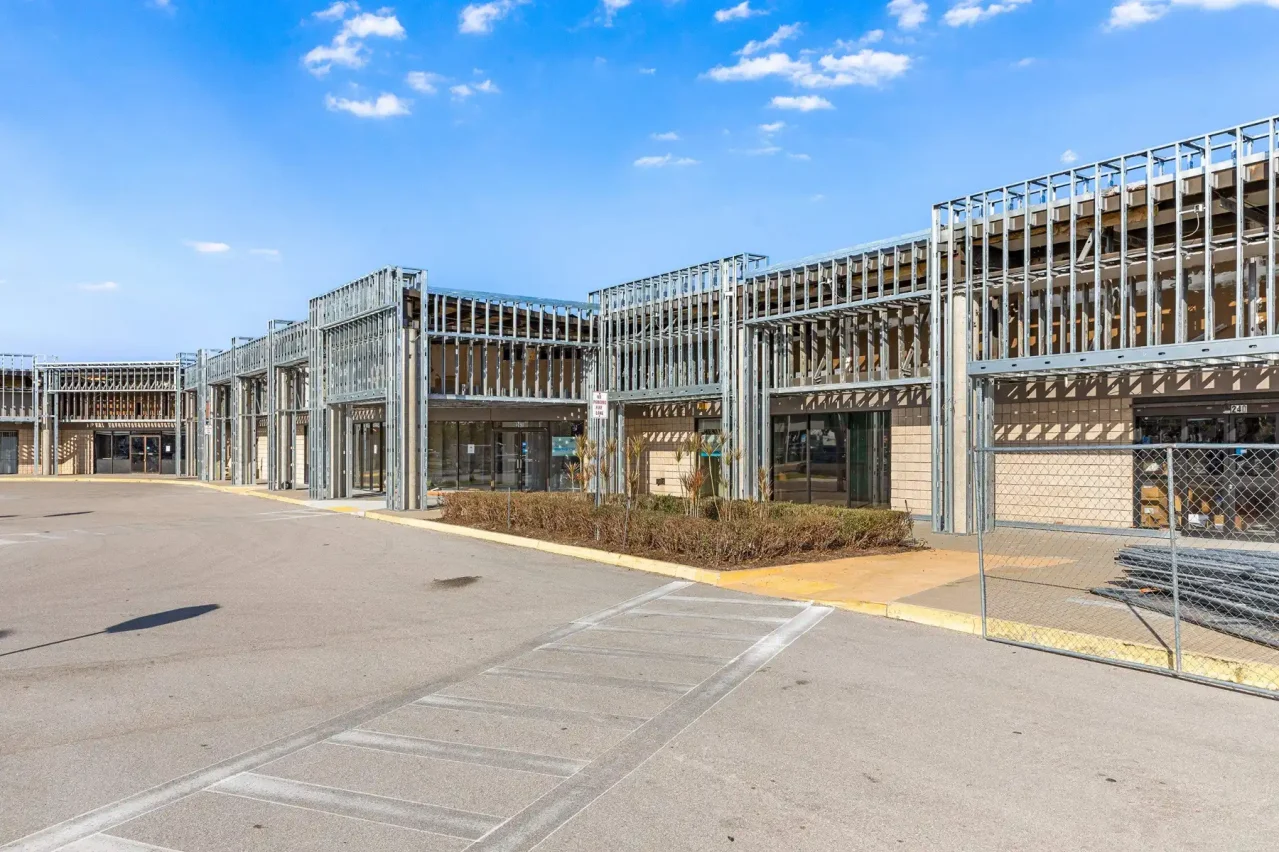 Exterior view of shopping center renovation three